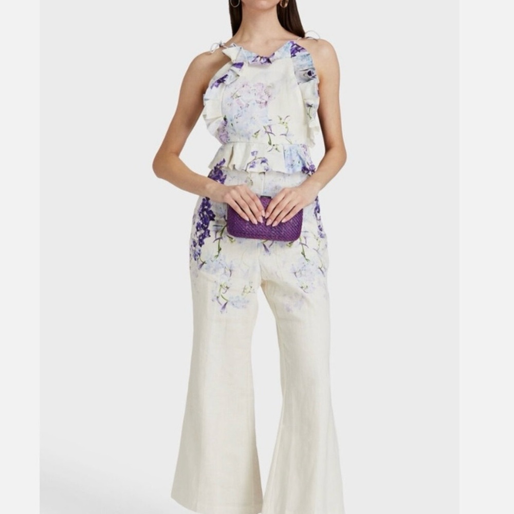 Zimmermann Cream Jumpsuit with Lavender Floral Print - Picture 2 of 6